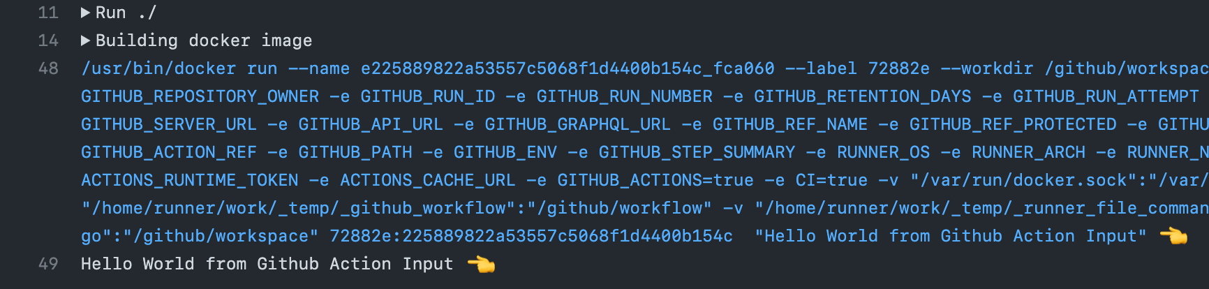 GitHub docker input args